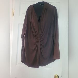 Just My Size Brown Twist Front Blouse